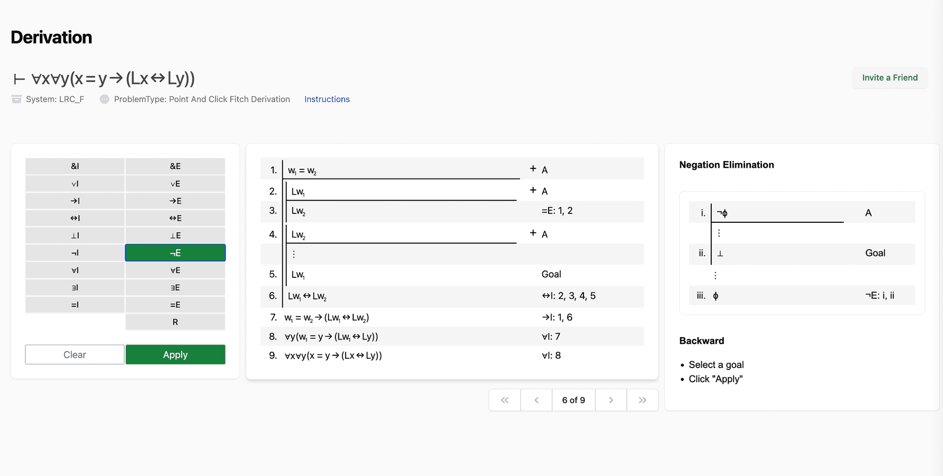 The LRC Derivation Point And Click problem type